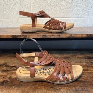 Baretraps Kirstey Sandals Brown Gladiator Flat Strappy Slingback Faux Leather 8W